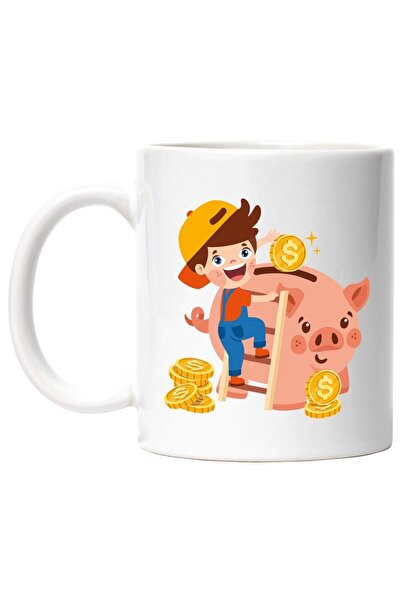 INOVATIX Cana alba personalizata, Pusculita, Purcel, Monede, Copil, Sapca, Sc...