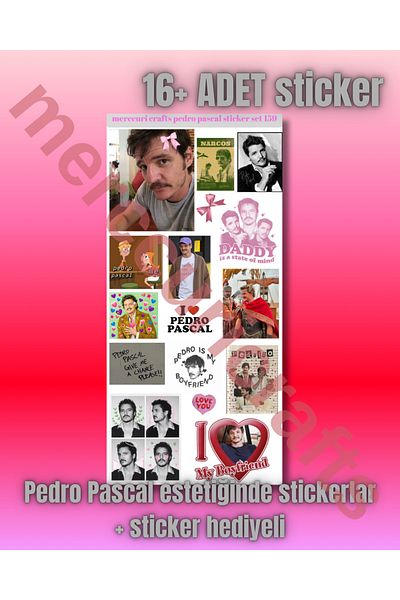 merccuri crafts Pedro Pascal Aesthetic Sticker (16+ Pcs High Quality) - for Notebook Agenda, Laptop, Scrapbooking