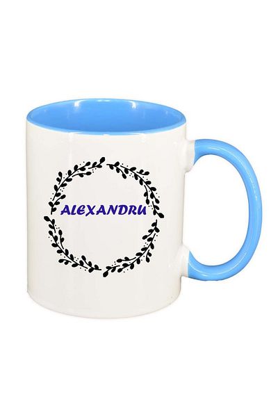 INOVATIX Cana alba personalizata, Nume, interior albastru, D1077, INOVATIX®. 330ml