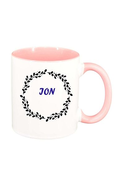 INOVATIX Personalized white mug, Name, pink interior, D1074, INOVATIX®. 330ml