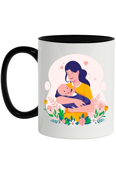 INOVATIX Personalized white mug, Baby, Blanket, Mother, Love, Family, with Black Handle, INOVATIX®. 330ml