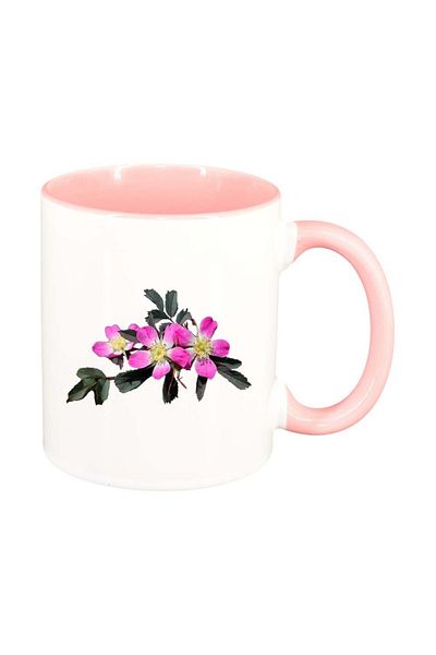 INOVATIX Personalized white mug, Flowers, pink interior, D966, INOVATIX®. 330ml