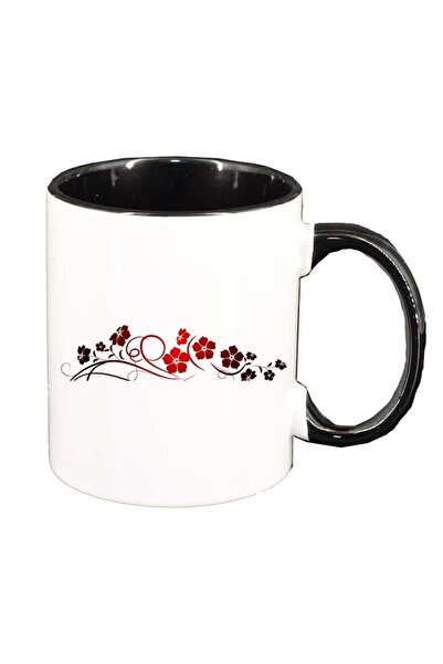 INOVATIX Cana alba personalizata, Flower, interior negru, D21, INOVATIX®. 330ml