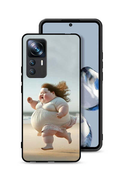 Tolwak غطاء حماية لهاتف Xiaomi 12T Pro بتصميم فتاة سمينة تركض