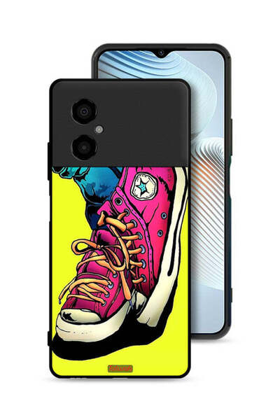 Tolwak Xiaomi Poco M4 5G Protective Case Cover Canva Shoes Art