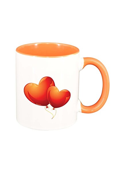 INOVATIX Персонализирана бяла чаша, Love, оранжева вътрешност, D302, INOVATIX...