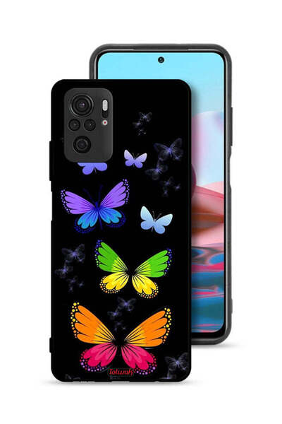 Tolwak Xiaomi Redmi Note 10 4G Protective Case Cover Colorful Butterflies