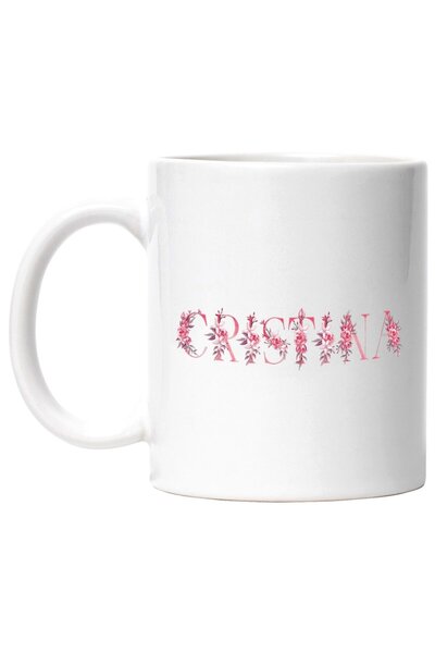 INOVATIX Cana alba personalizata, Numele Cristina, Floral, Colorat, Creativ, ...