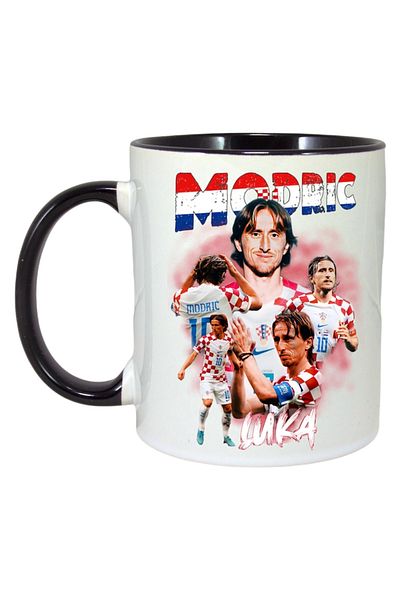 INOVATIX Personalised White Mug, Luka Modric, Black Handle and Interior, ®. 330ml