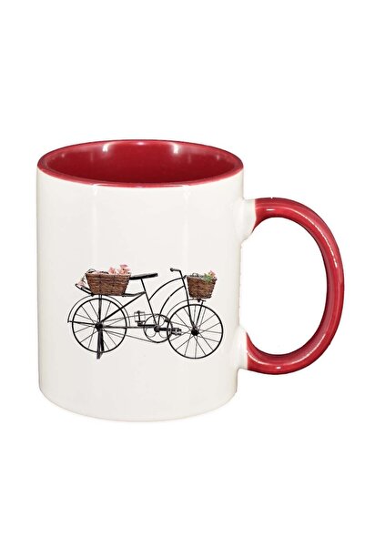 INOVATIX Персонализирана бяла чаша, Колело, Ретро, ​​червен интериор, D953, I...