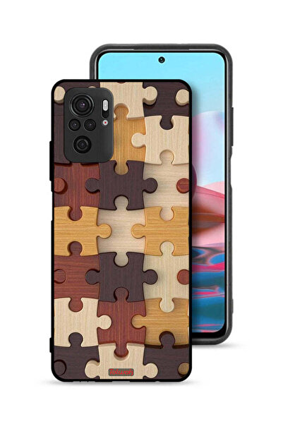 Tolwak Xiaomi Redmi Note 10 4G Protective Case Cover Wooden Pattern