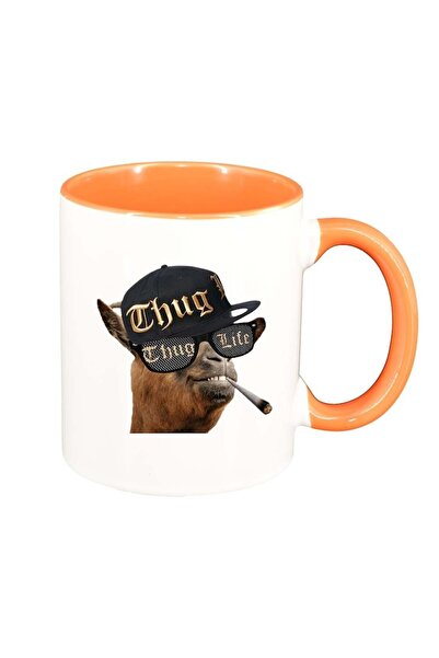 INOVATIX Cana alba personalizata, Thug Life, interior portocaliu, D395, INOVA...