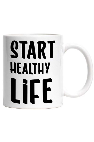 INOVATIX Personalized white mug, motivational Start a healthy life - sports nutrition, INOVATIX®. 330ml