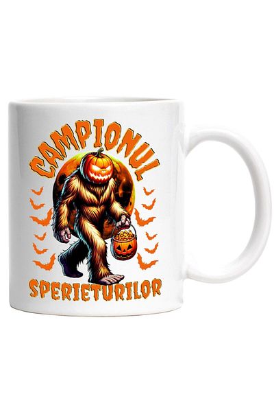 INOVATIX Personalized white mug, Monster With Hair And Pumpkin Head The Champion of Scarecrows, INOVATIX®. 330ml