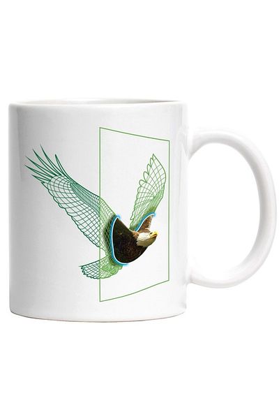 INOVATIX Personalized white mug, Eagle, Mesha, Geometric, Bird, Rendering, Frame, INOVATIX®. 330ml