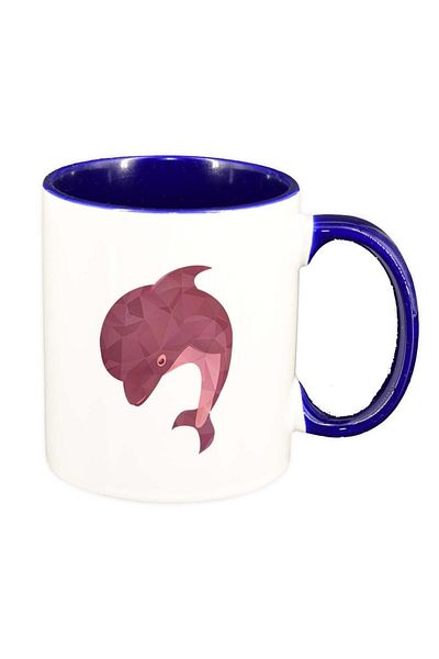 INOVATIX Personalized white mug, Colorful Dolphin, dark blue interior, D990, INOVATIX®. 330ml