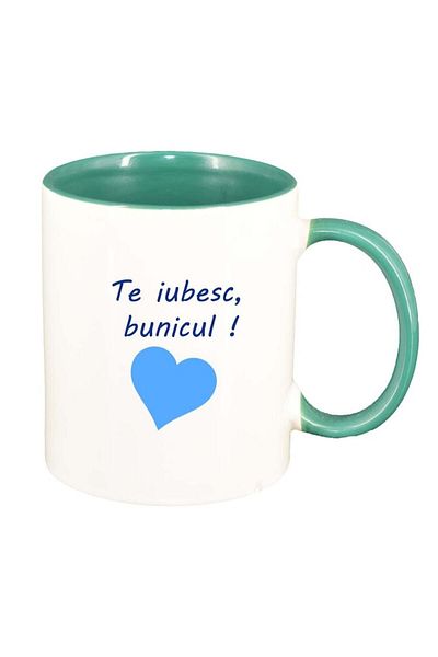 INOVATIX Personalized white mug, I love you..., green interior, D1027, INOVATIX®. 330ml