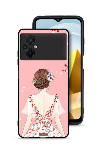 Tolwak Xiaomi Poco M5 4G Protective Case Cover Standing Girl Art