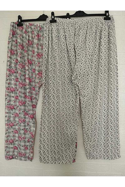 anne moda ankara Oversize, Full Summer, 100% Cotton, Pack of 2, Long, Pajama Bottom