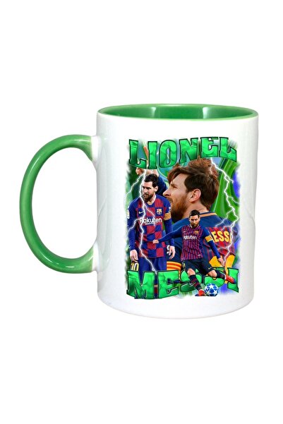 INOVATIX Cana alba personalizata, Lionel Messi Ball, Cri-Flo, Maner si interior Verde, INOVATIX®. 330ml