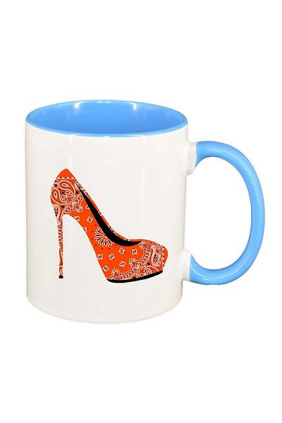 INOVATIX Personalized white mug, High heels, blue interior, D978, INOVATIX®. 330ml