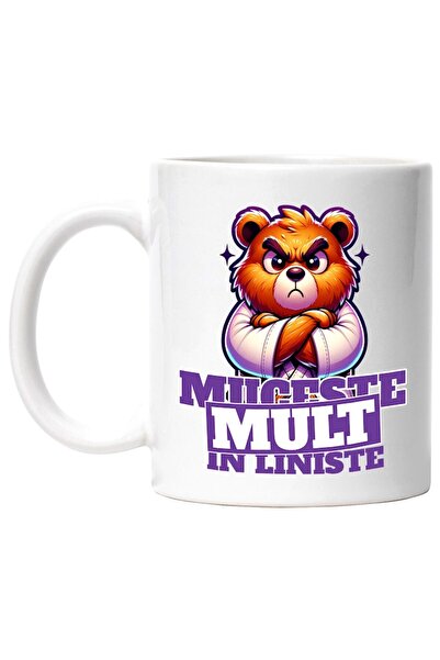 INOVATIX Cana alba personalizata, urs suparat munceste mult in liniste motivational, INOVATIX®. 330ml