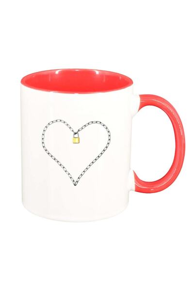 INOVATIX Cana alba personalizata, Inima, interior rosu, D263, INOVATIX®. 330ml