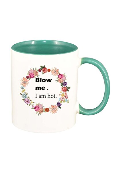 INOVATIX Cana alba personalizata, Flori, Blow me, I`m hot.., interior verde, D1046, INOVATIX®. 330ml