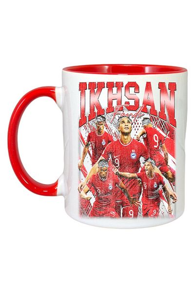INOVATIX Personalized White Mug, Ikhsan Fandi, Red Handle and Interior, ®. 330ml