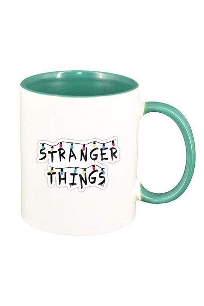 INOVATIX Husă albă personalizată, Stranger Things, interior verde, D1297, INOVATIX®. 330ml
