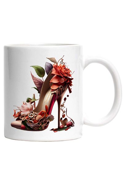 INOVATIX Personalized white mug, Shoe, Flowers, Fruits, Leaves, Stiletto, INOVATIX®. 330ml