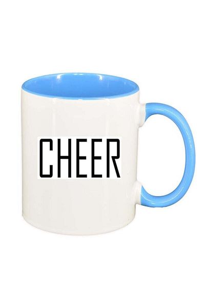 INOVATIX Personalized white mug, Cheer, blue interior, D219, INOVATIX®. 330ml