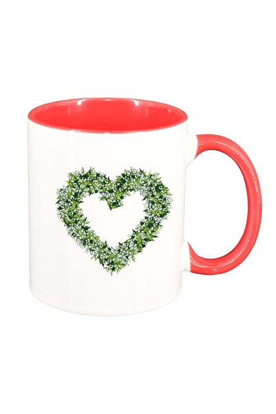 INOVATIX Cana alba personalizata, Flowery Heart, interior rosu-inchis, D1009,...