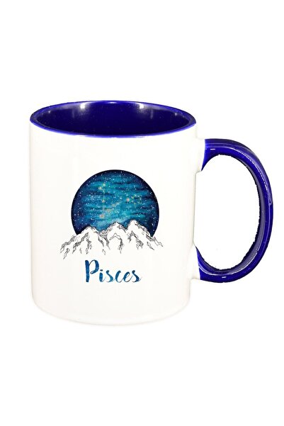 INOVATIX Персонализирана бяла чаша, Зодия, Риби, тъмносин интериор, D1387, IN...