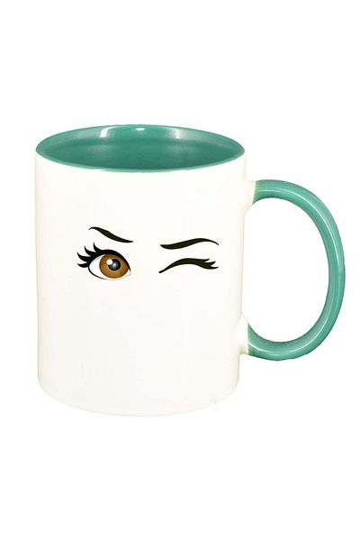 INOVATIX Personalized white mug, Blink, green interior, D375, INOVATIX®. 330ml