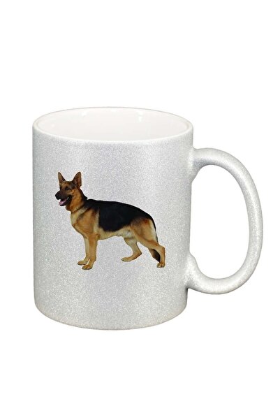 INOVATIX Cana alba personalizata, Dog, argintiu sidefata glitter, D349, INOVA...