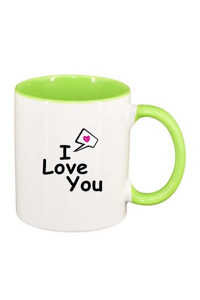 INOVATIX Personalized white mug, Love, light green interior, D332, INOVATIX®. 330ml