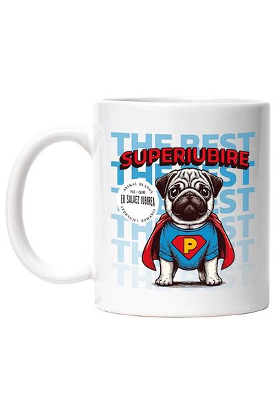 INOVATIX Personalized white mug, Pug dog rescue hero animal love, INOVATIX®. 330ml