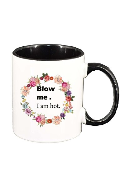 INOVATIX Cana alba personalizata, Flori, Blow me, I`m hot.., interior negru, ...