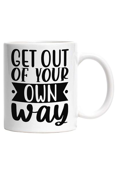 INOVATIX Personalized white mug, message that urges you to get out of your own way, INOVATIX®. 330ml
