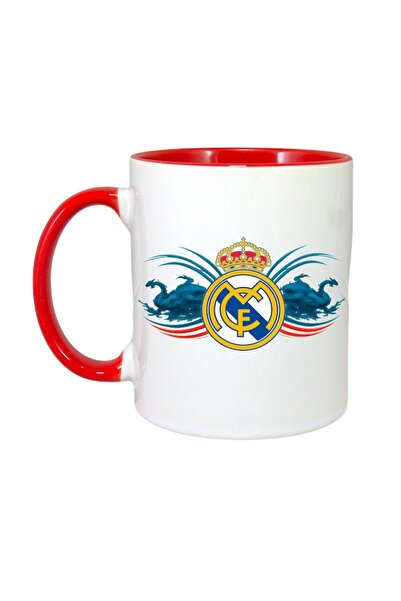 INOVATIX Cana Alba Personalizata, Real Madrid Cf Spania, Maner Si Interior Rosu, ®. 330ml