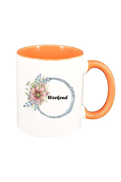 INOVATIX Cana alba personalizata, Flori, Weekend, interior portocaliu, D1035,...