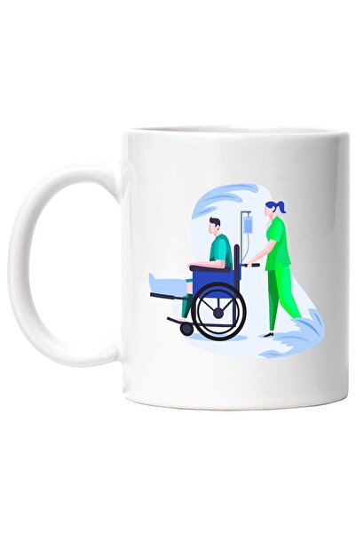 INOVATIX Cana alba personalizata, Asistenta, Pacient, Ghips, Scaun Cu Rotile,...