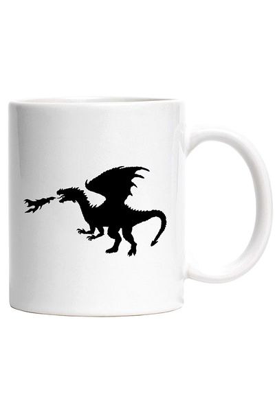 INOVATIX Personalized white mug, a dragon breathing flames, INOVATIX®. 330ml