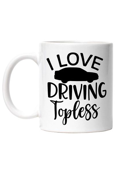 INOVATIX Personalized white mug, for women who love to drive topless, INOVATIX®. 330ml