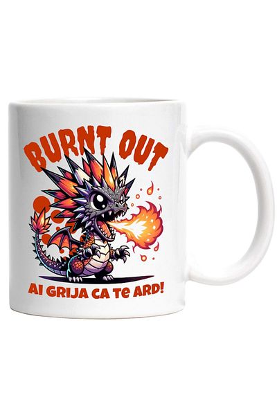 INOVATIX Personalized white mug, Dragon Chicken Flames Don't Worry About Burning, Burn Out, INOVATIX®. 330ml