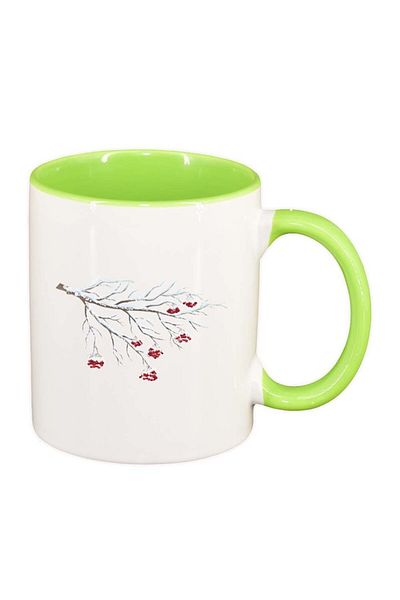 INOVATIX Personalized white mug, Winter, light green interior, D212, INOVATIX®. 330ml