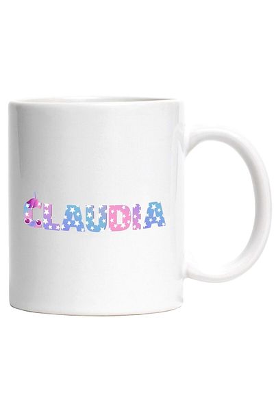 INOVATIX Personalized white mug, Name Claudia, Unicorn, Princess, Fairytale, Cute, INOVATIX®. 330ml