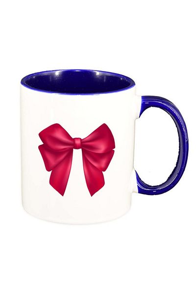 INOVATIX Personalized white mug, Bow, dark blue interior, D217, INOVATIX®. 330ml