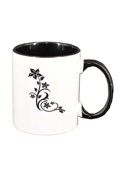 INOVATIX Cana alba personalizata, Model Floral, interior negru, D279, INOVATI...